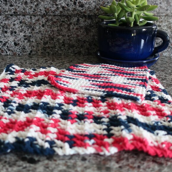 Multicolored Crochet Dish Drying Mats 100% Cotton Kitchen - Picture 2 of 10
